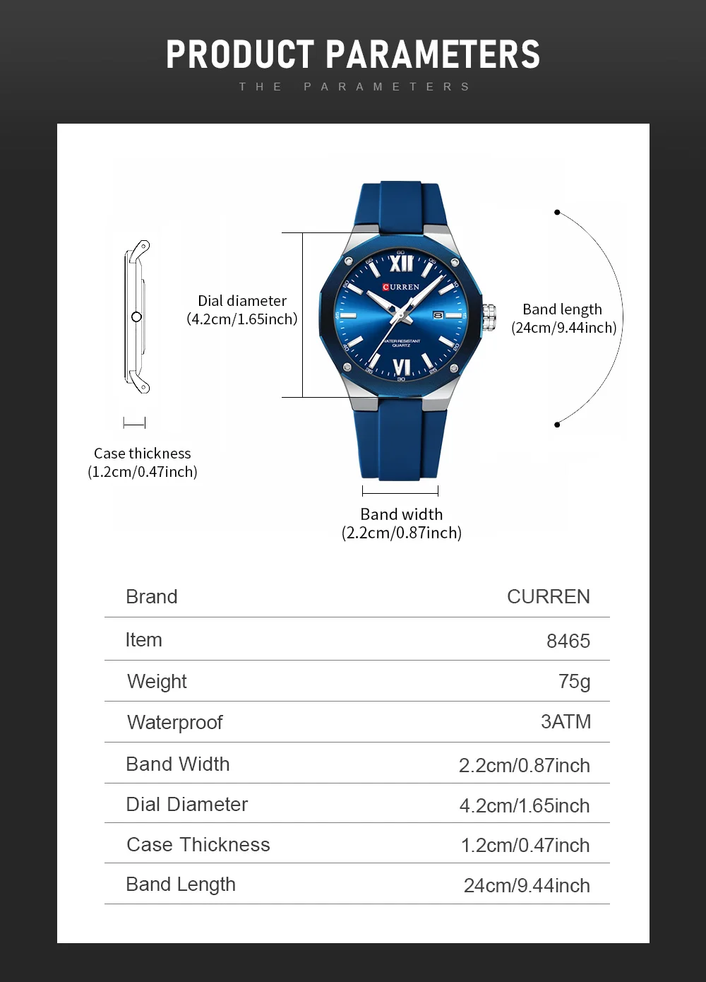 CURREN Einfache Luxus-Herrenuhren Neue Business-Quarz-Armbanduhr mit Silikonarmband Leuchtende Zeiger Wasserdichte Uhr – Detail 1