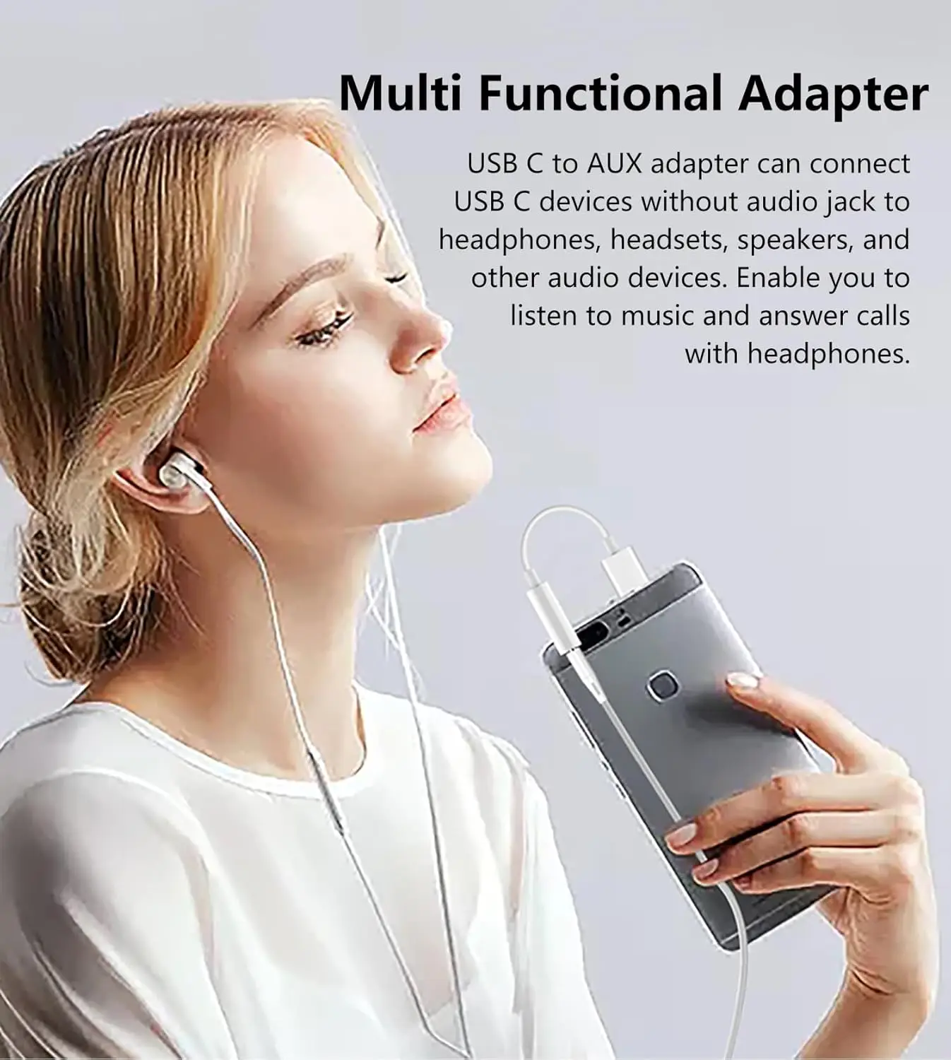 USB C to 3.5mm Female Headphone Jack Adapter,Type C to Aux Audio Dongle Compatible with iPhone 15 16 Series Headphone Adapter