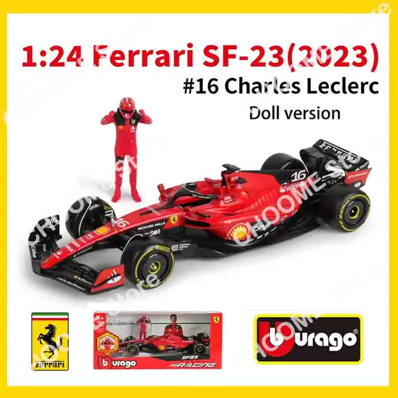 

Кукла Bburago 1:24 Ferrari SF23 16 Charles Leclerc 55 Carlos Sainz, модель автомобиля, литой под давлением сплав, роскошь