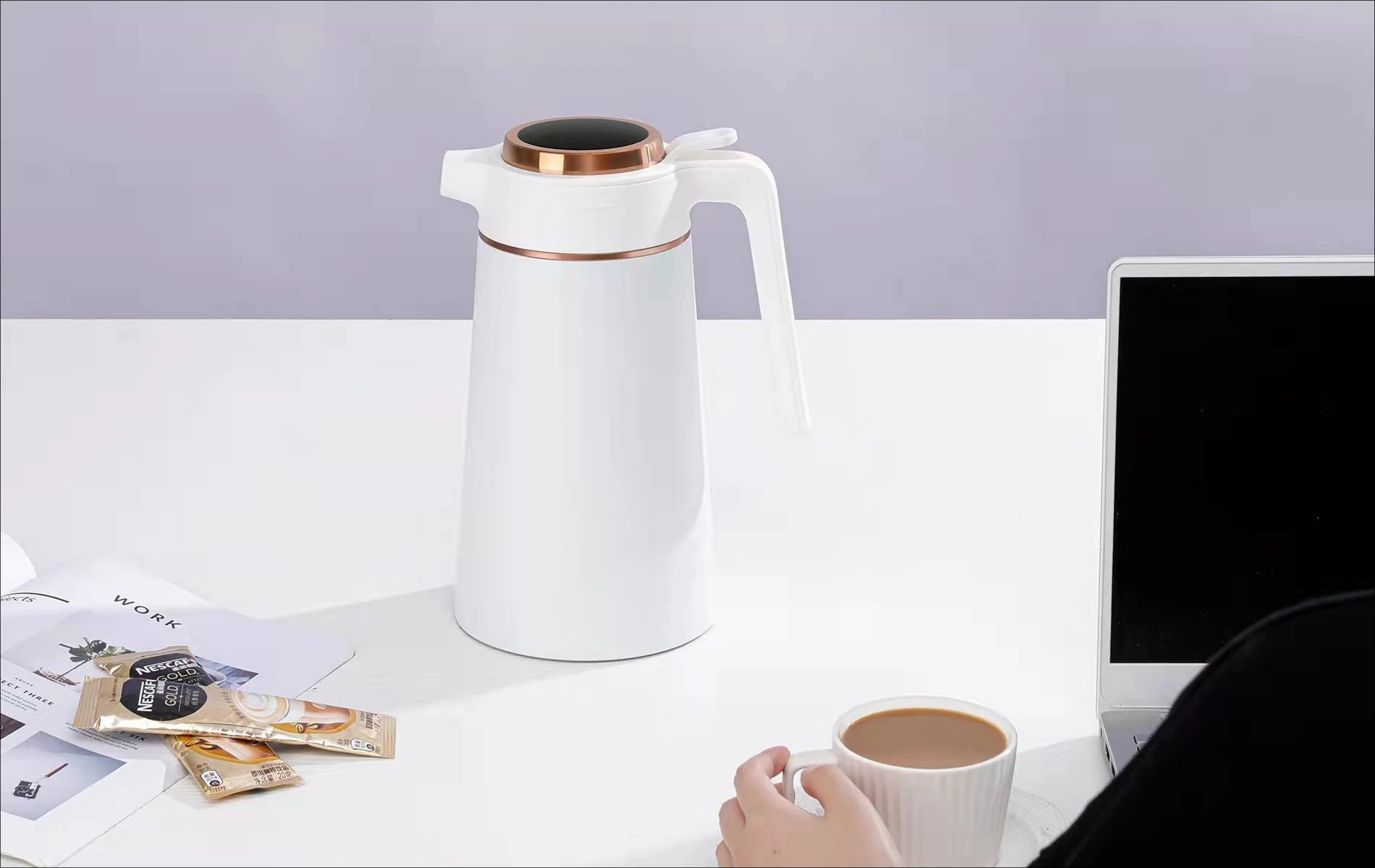 

New, temperature display, coffee pot, stainless steel, home furnishing, thermal insulation, conference room, dedicated