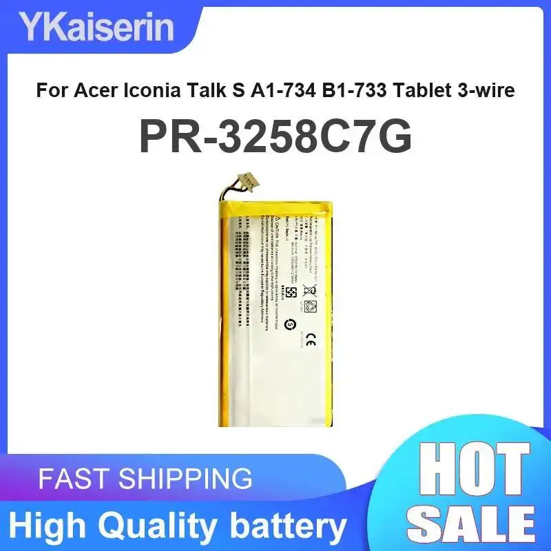 Tablet Battery 3380mAh Robust High-Capacity PR-3258C7G For Acer Iconia Talk S A1-734 B1-733 Tablet 3-Wire