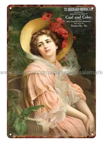 classic s St. Bernard Mining Co. coal and coke beautiful girl metal tin sign tin sign