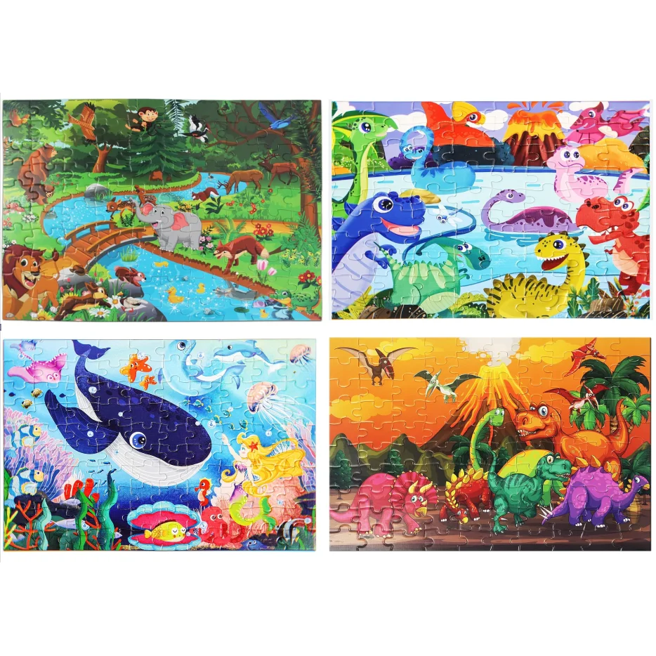 

Пазлы для детей 4-8 лет, детские пазлы, 100 деталей, большой напольный пазл с динозаврами для детей, развивающие игрушки-пазлы для детей