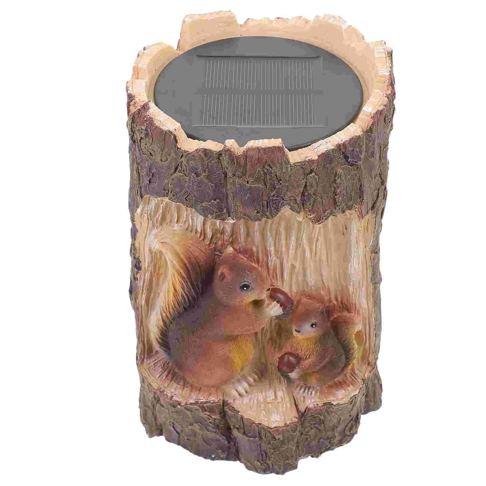 

Solar Lights Squirrel Stump Outside Garden Night Lawn Lamp Decor Yard Landscape