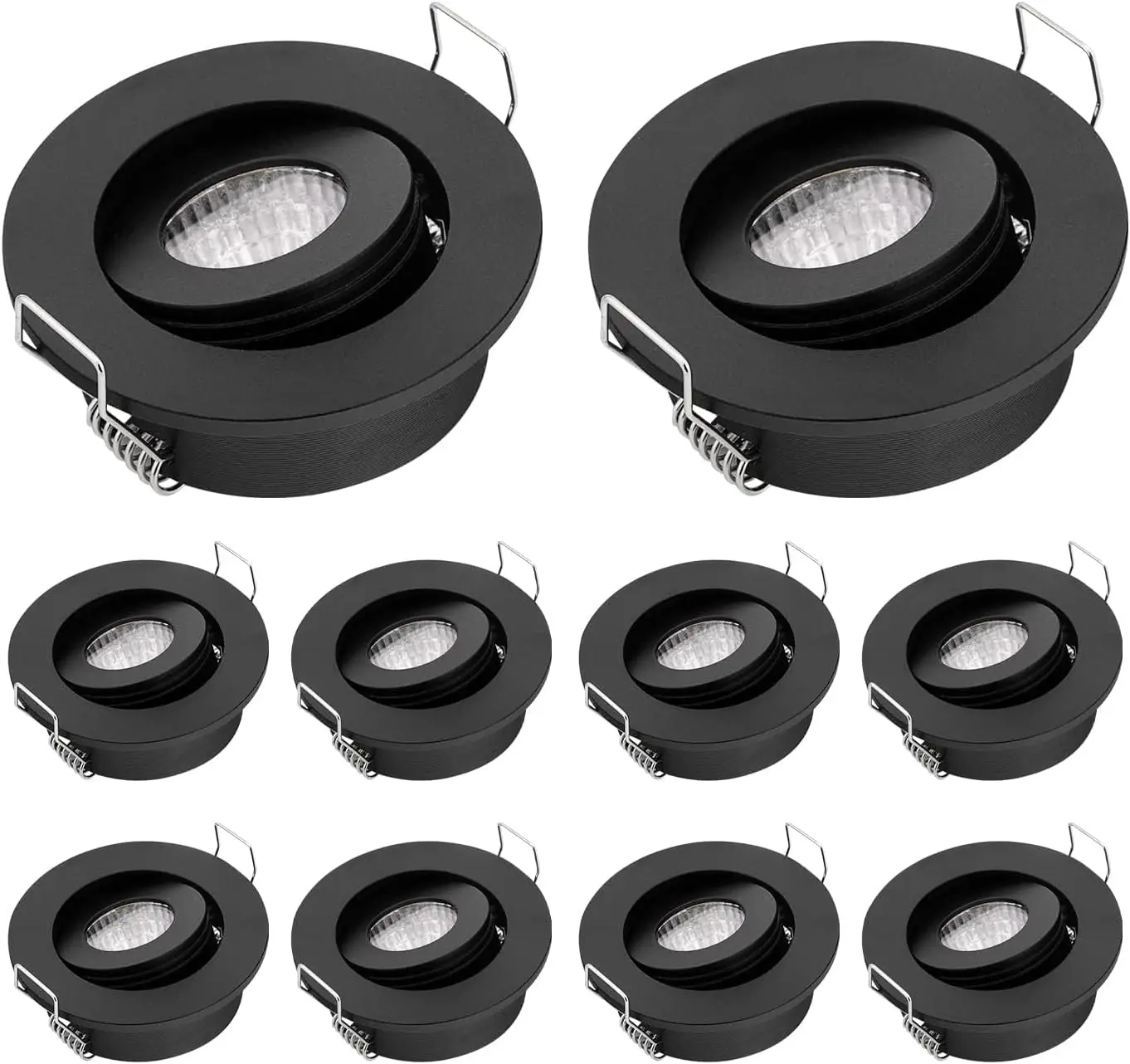 10 Pack 3W COB Mini LED Spotlights Adjustable Recessed Downlights Accent Lighting Lamp for Cabinet Closet Hole Size 42-45mm