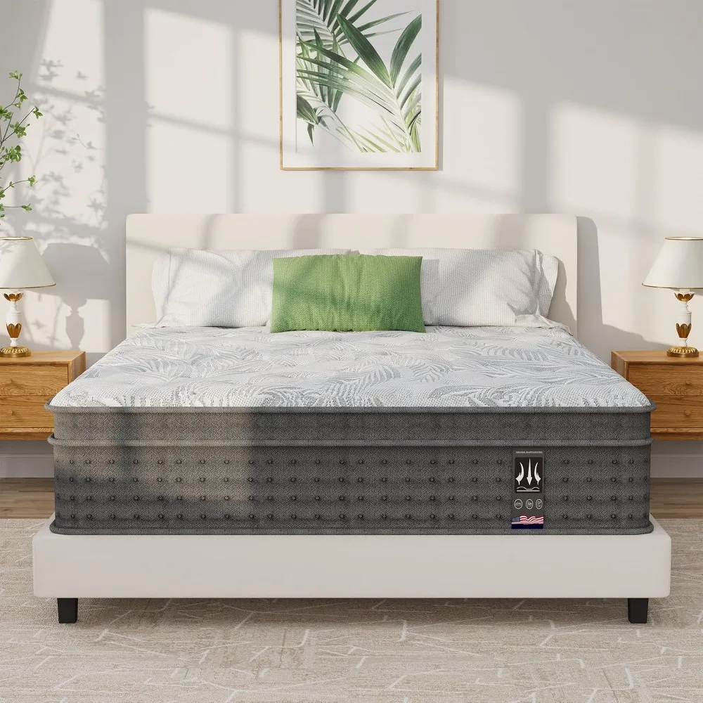 Mattress 14 Inch - Medium Plush Euro Top Hybrid Mattress