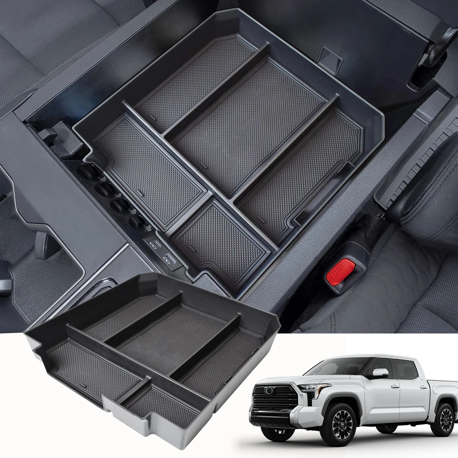 

Armrest Storage Box For Toyota Tundra 2022 2023 2024 2025 Center Console Organizer Secondary Car Storage Box Insert Accessories