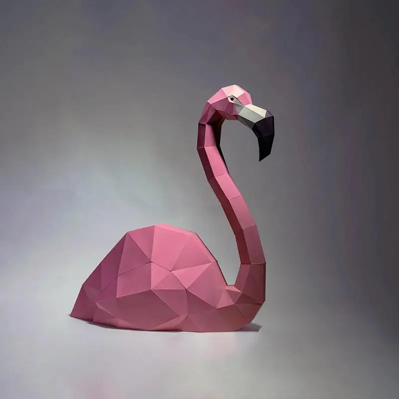 66cm Flamingo Paper Model 3D DIY Origami Home Hallway Art Decorations Handmade Puzzles Papercraft Sculpture Props Gift Toys
