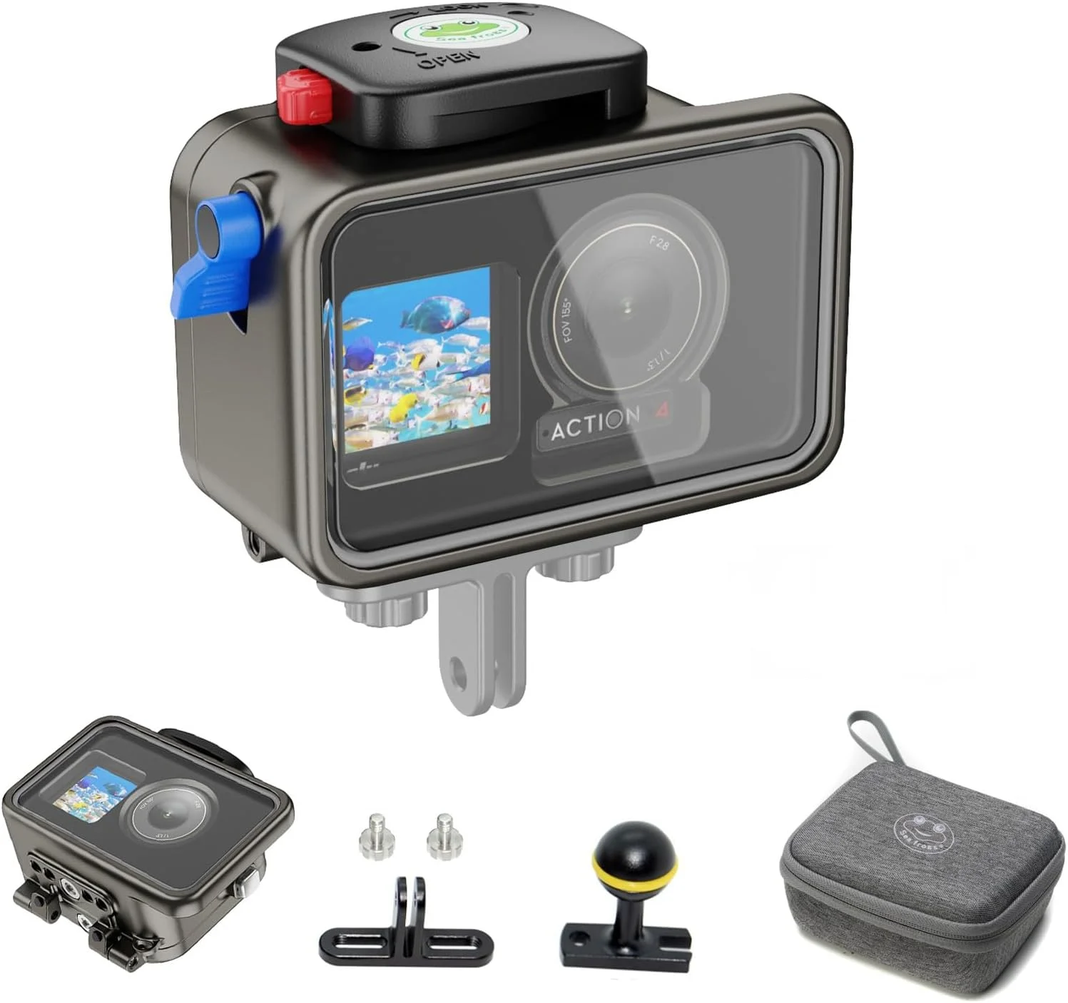 SeaFrogs Aluminum Alloy Waterproof Housing Case for DJI Osmo Action 4/5/6 – 200M (656ft) Underwater Camera Housing