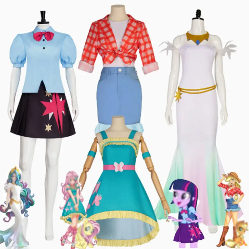 Disfraz de My Little Pony, Twilight Sparkle, Applejack, Fluttershy, Celestia, Vestido de Anime para Mujer, Disfraz Personalizado de Halloween