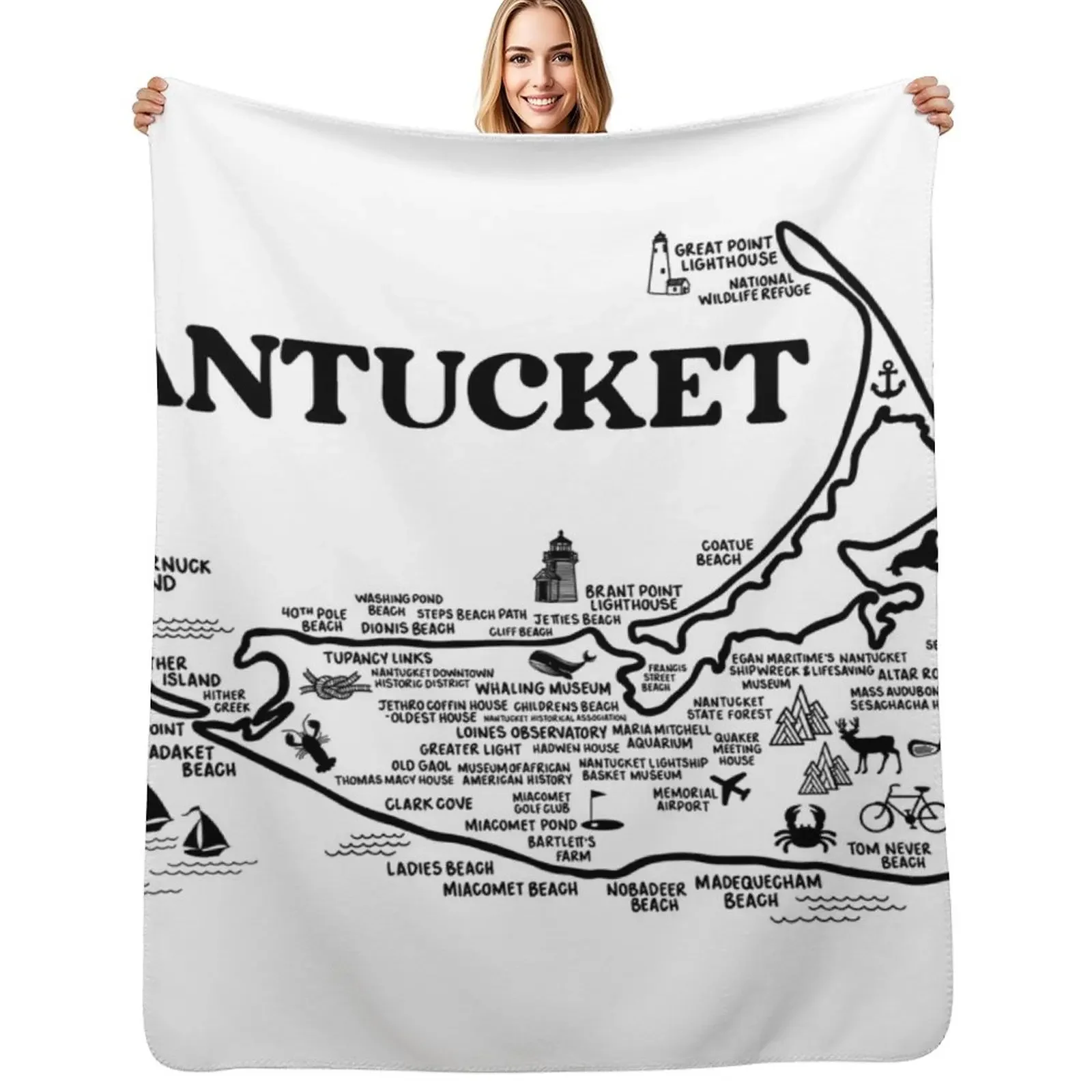 

Nantucket Map Throw Blanket Soft Plush Plaid Loose For Baby Blanket