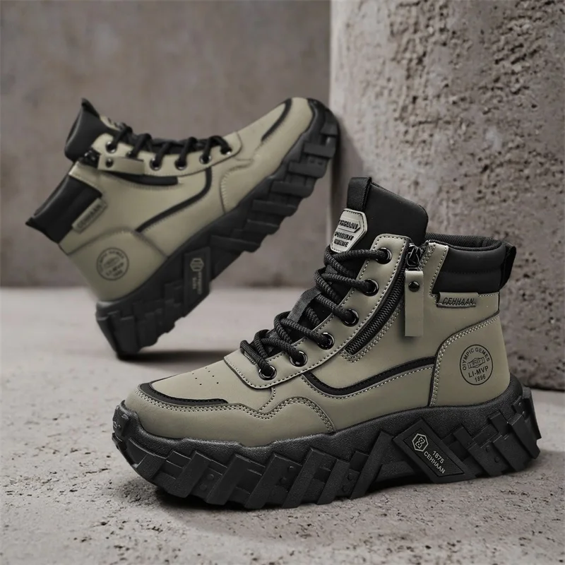 Botas altas de invierno, calzado informal para hombre, zapatillas deportivas de tobillo para hombre, piel sintética, tenis de lujo para exteriores, ropa de trabajo, moda antideslizante, diseñadores._voghion.com