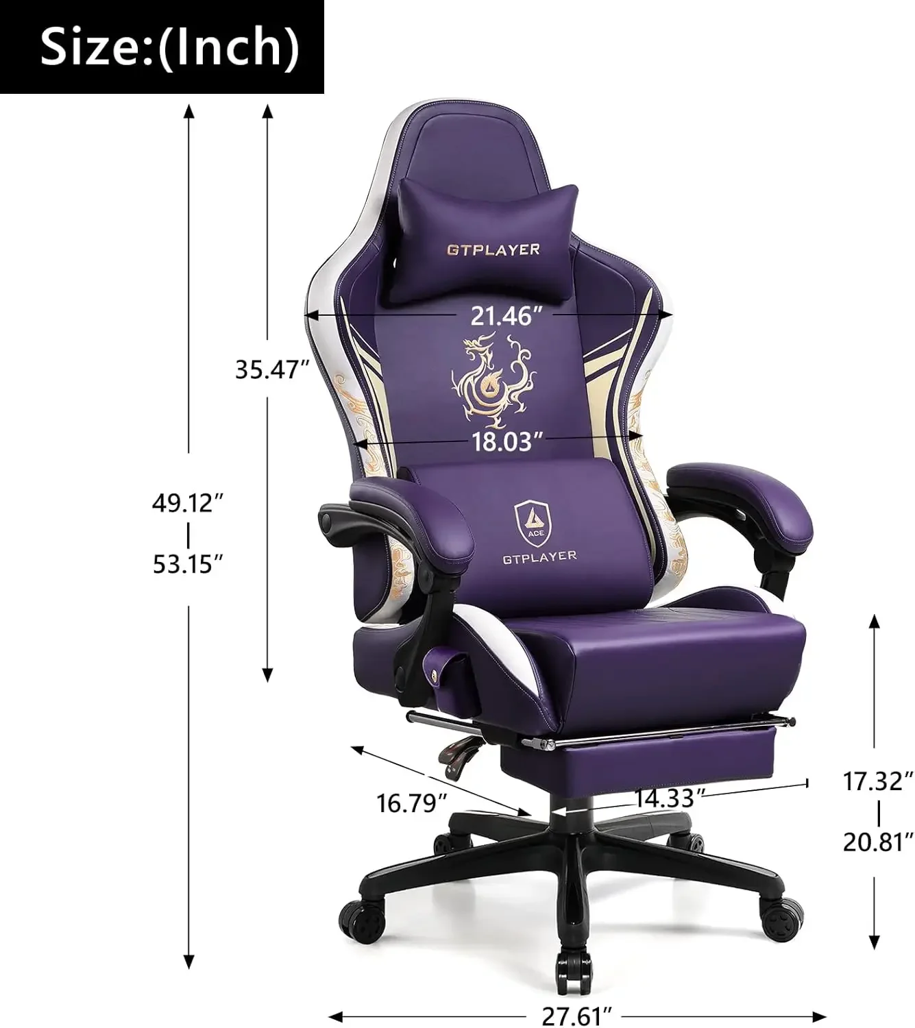 [Best Seller, Buy Now!]Gaming Chair with Bluetooth Speakers and Footrest, Dragon Series Video Game Chair ,Heavy Duty Ergonomic C