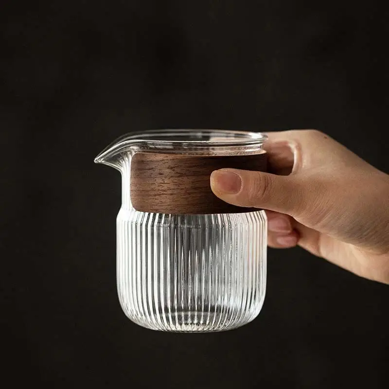 Vertical Stripe Tea Cup Set, Tea Divider, Anti-ironing, Walnut Buckle, Thickening, Creative, Simplicity, Household, Male