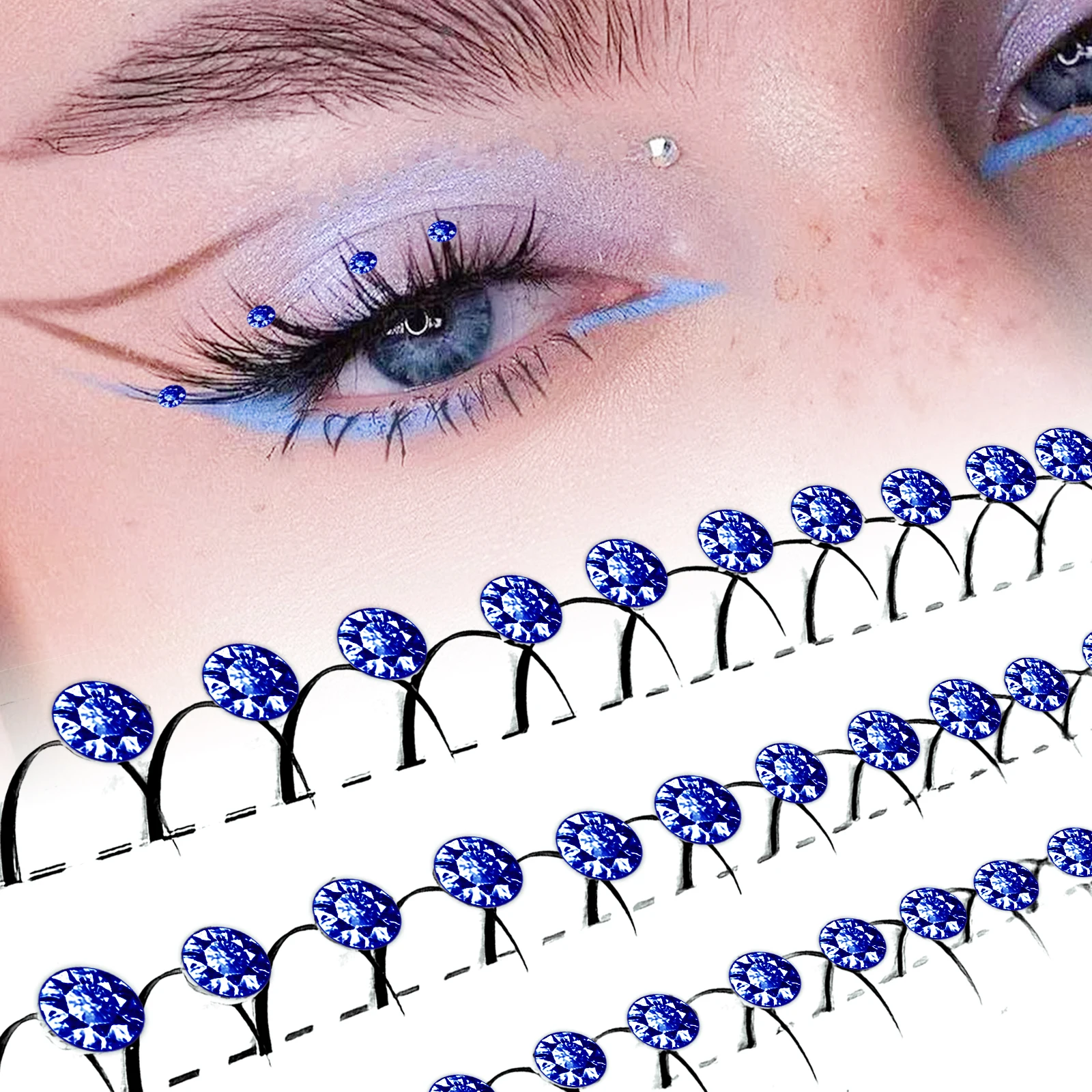 Sapphire A/M Eyelash Extensions Luxury Blue Diamond Lashes Kashmir Sapphire Eyelashes Shimmery Jewel False Lashes 10-15mm