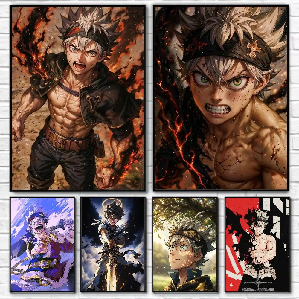 B-Black Clover Asta Waterproof Self-Adhesive Wall Poster for Bedroom Living Room Home Decor view 2