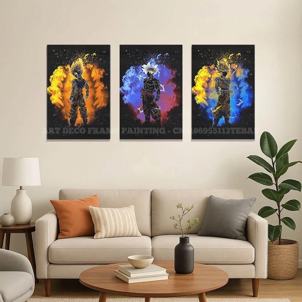 غرفة جدار عمل فني قماش طباعة أنيمي لعبة دراغون بول دور مع الإطار الملصقات ديكور المنزل صورة اللوحة الداخلية الحديثة الديكور