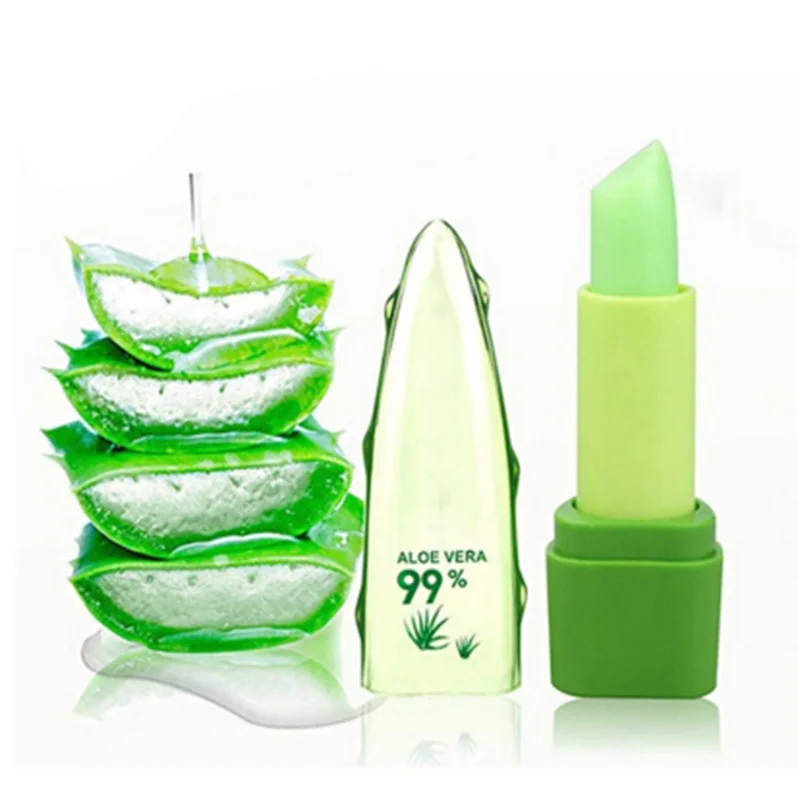 Spring Aloe Vera Moisturizing Lipstick Long Lasting Nouritious Lip Balm Temperature Changing Color Lipgloss Lip Makeup Comestics