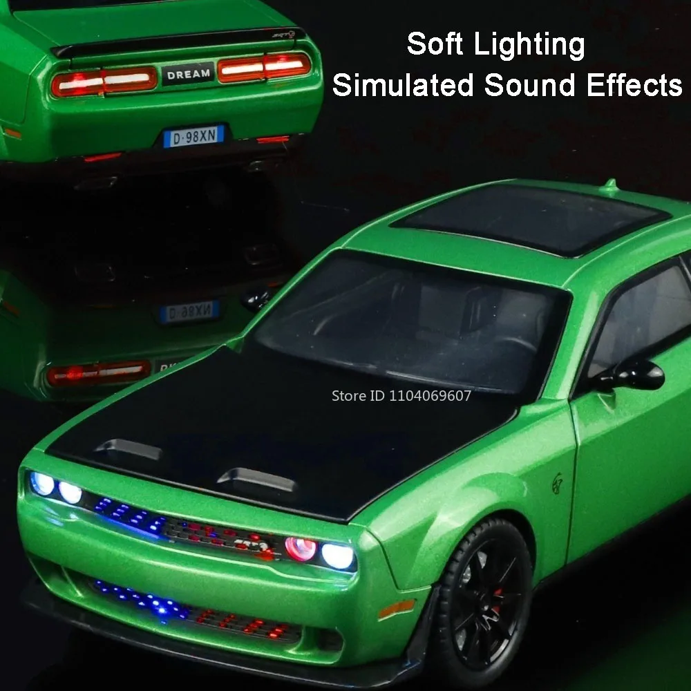 1:24 Hellcat Viper Model Toy Sports Cars Alloy Diecast Sound Light Doors Opened Pull Back Simulation Supercars for Kids Gifts