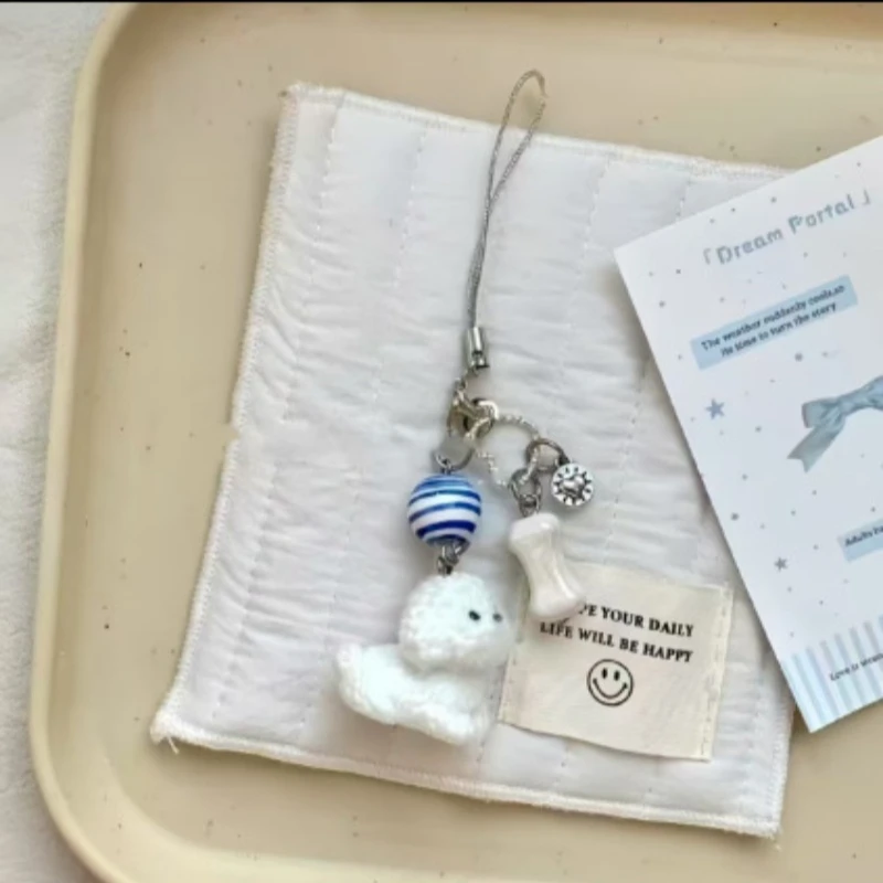 

Милые плюшевые ремешки для телефона в виде собаки, мультяшные чехлы для наушников, шнурки-брелоки, украшения для сумок, плюшевые цепочки для телефонов, подарки для девочек