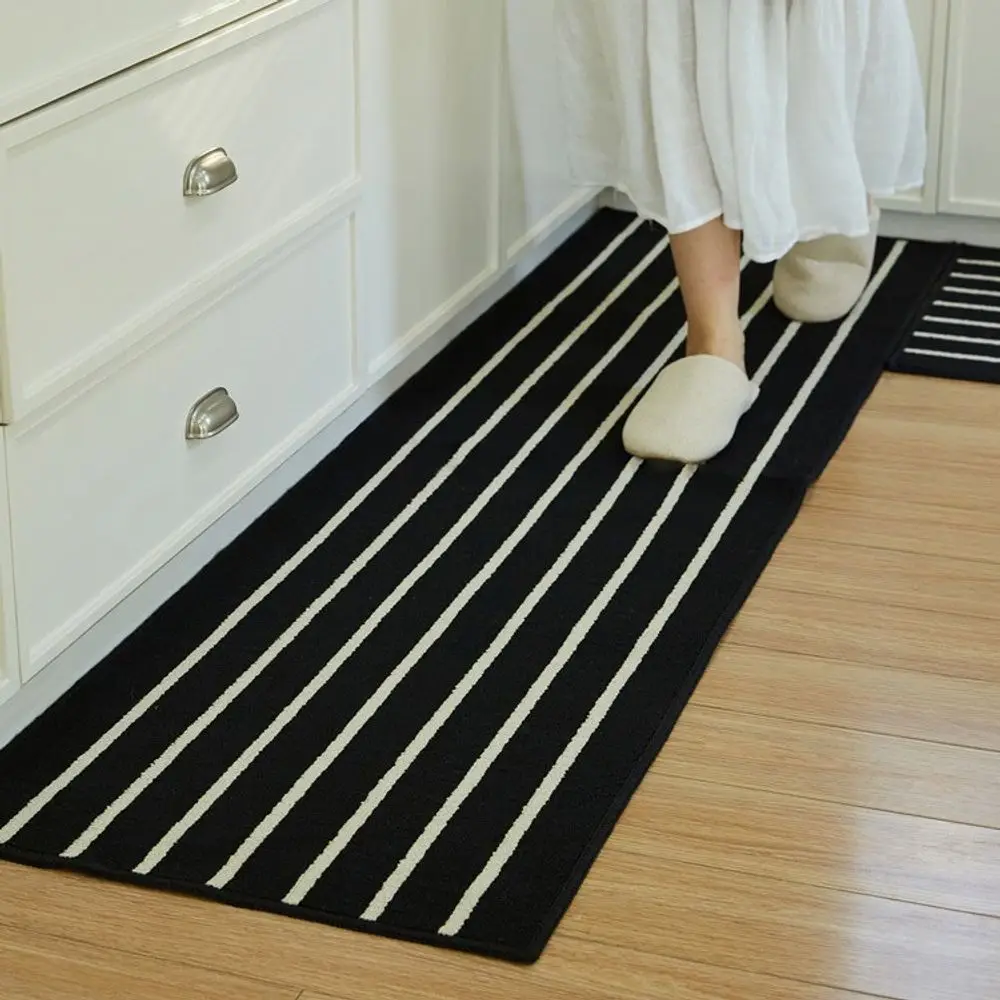 VIKAMA Simple Stripes Water-Resistant Anti-Slip Floor Mat for Kitchen, Dining Room, Laundry Room, Silica Gel Rug Home Decoration