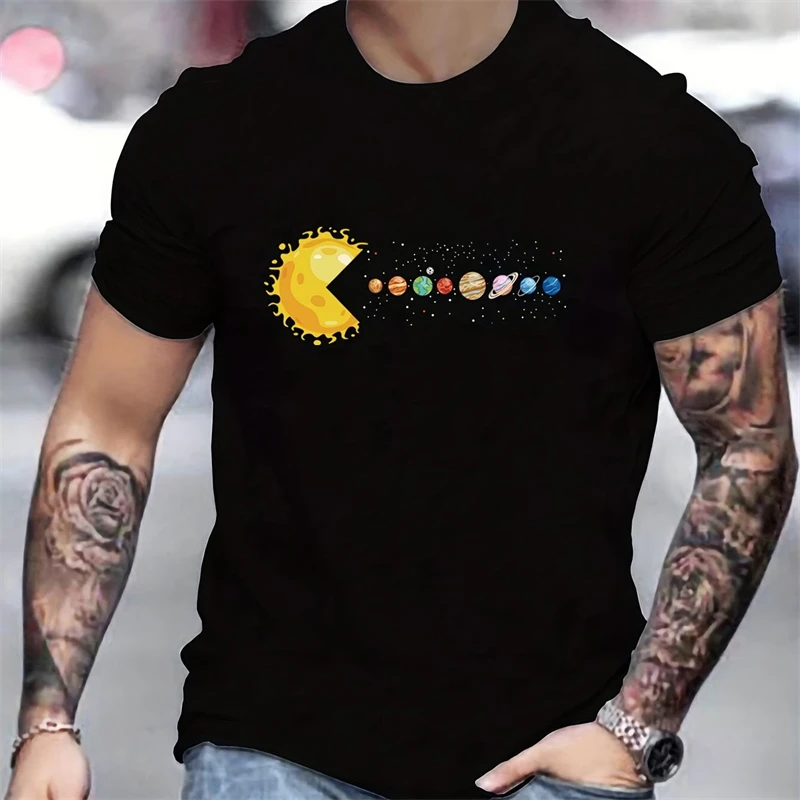 Funny Solar System Planets Pattern T Shirts Summer Trend Short Sleeve 3D Printed Mens T-shirts Street Hip Hop Pullovers Tees