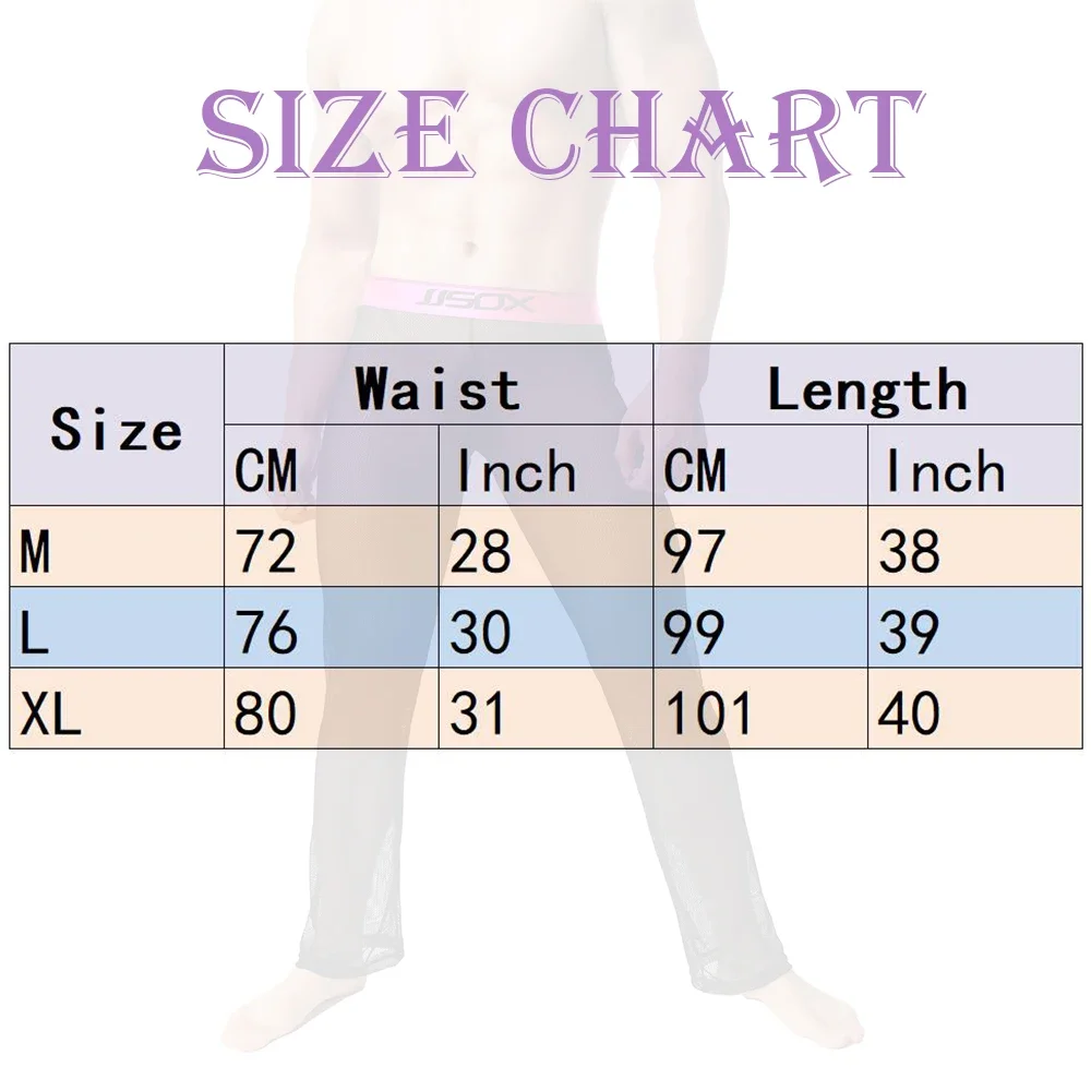 Men Sexy Soft Mesh Sheer See-through Pants Loose Lounge Trousers Sleepwear Man Hot Translucent Long Sleep Pants Homewear Pyjamas