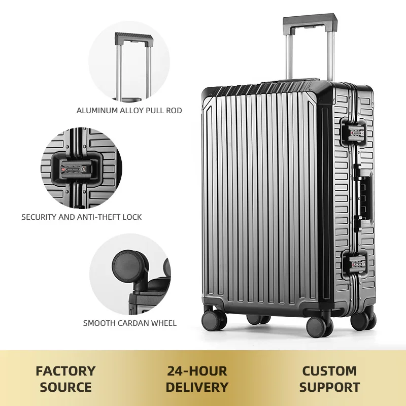 

Чемодан на колесиках из алюминиевого и магниевого сплава, универсальный чемодан на колесах, алюминиевый каркас, металлическая посадочная сумка 20, 24, 26, 29-дюймовый чехол для ноутбука