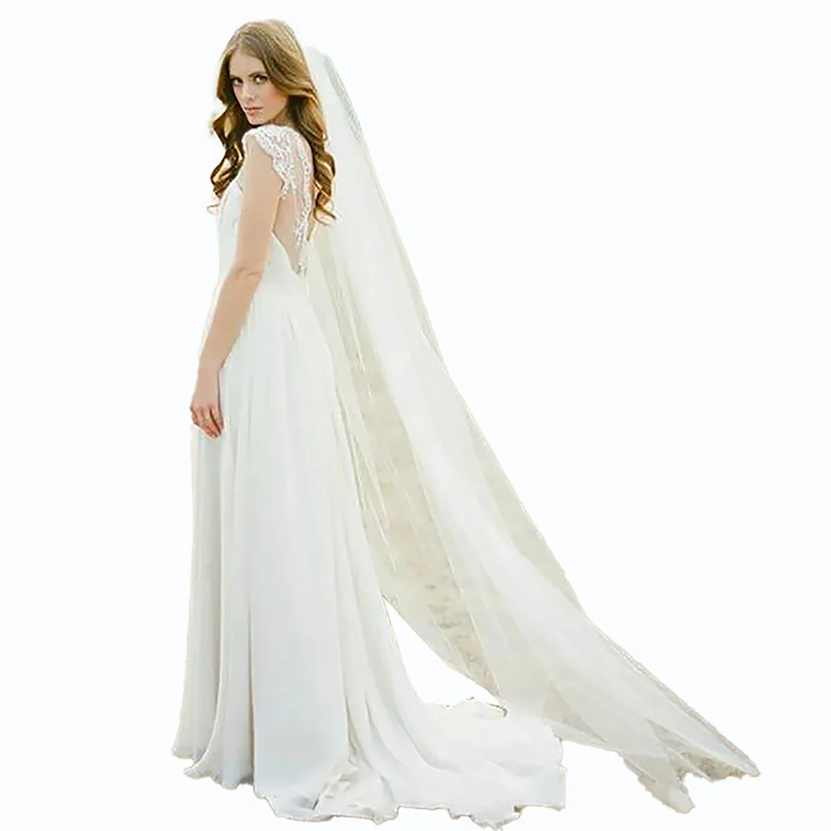 New White Ivory 1T 2M Bridal Long Church Cathedral Length Comb Wedding Veils