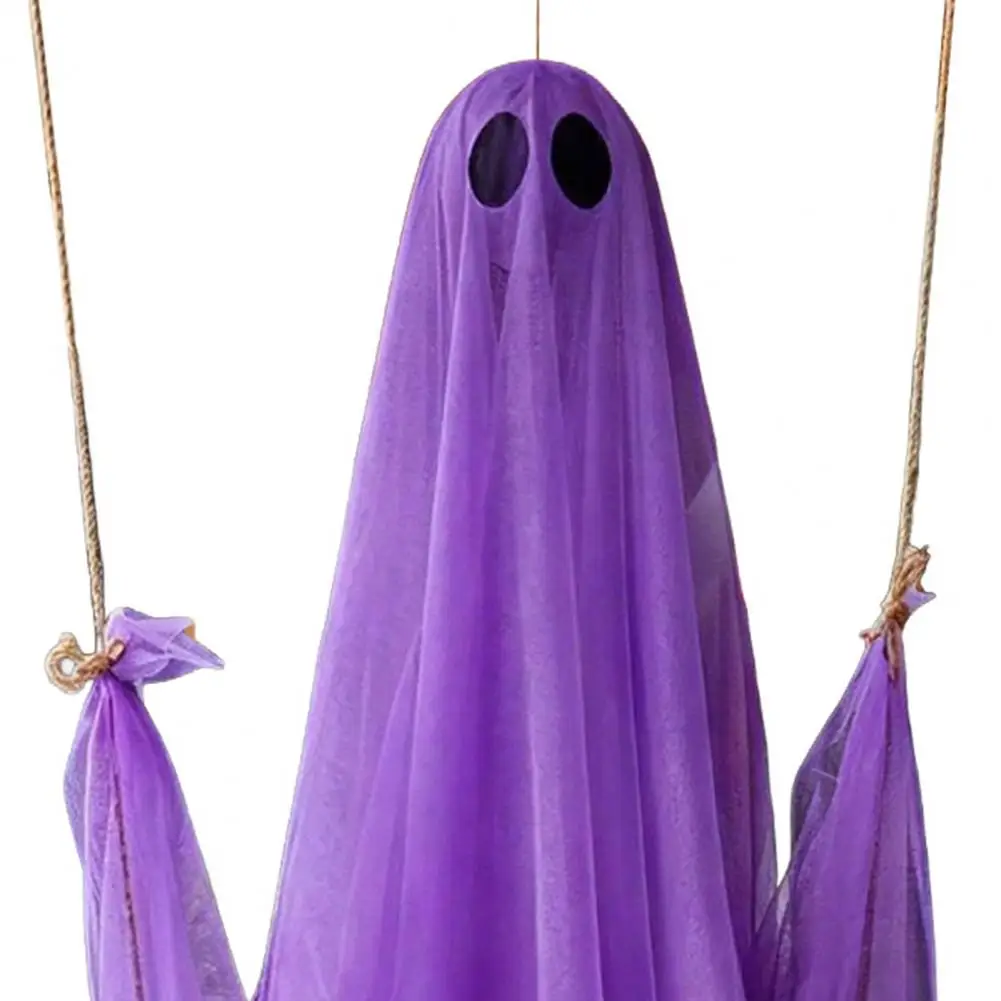 Halloween Ghost Decoration, Large Hanging Swing Ghost with LED String Lights, Battery Powered Ghost Figure for Outdoor Indoor Ha