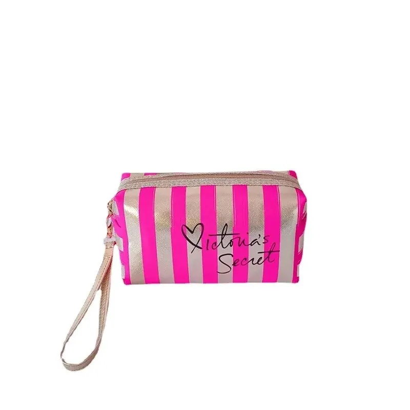 Portable Stripe Makeup Bag Small High Beauty Handheld Bag Mini Portable Cosmetic Storage Bag Waterproof Women\'s Bag