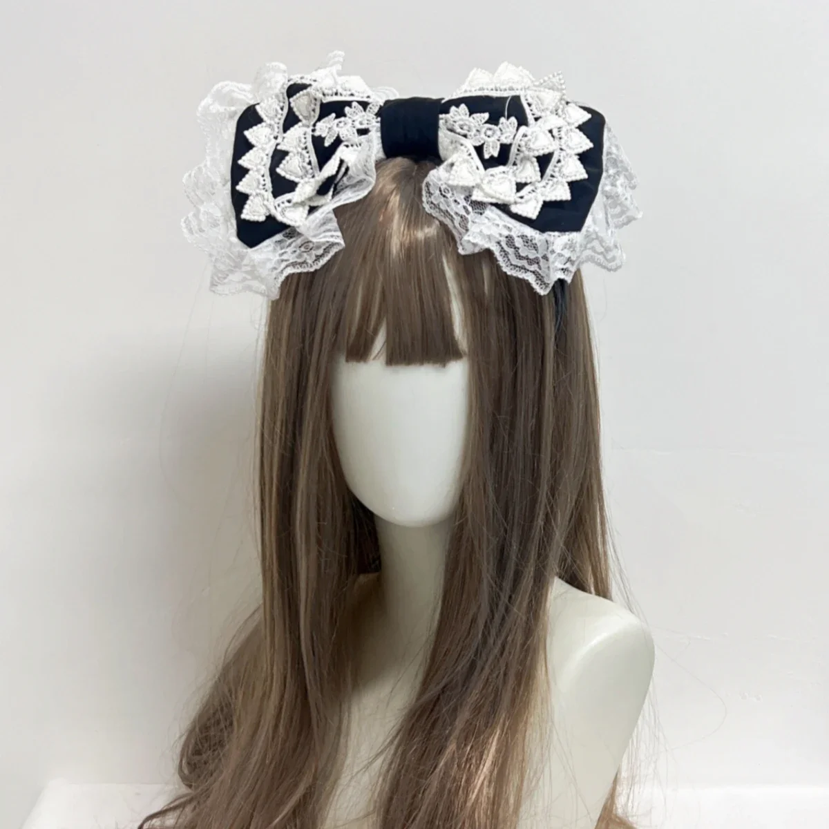빅 보우 카와이 헤어 후프 빅토리아 레트로 레이스 헤드밴드 스위트 애니메이션 로리타 메이드 티 파티 코스프레 헤드드레스 B2263