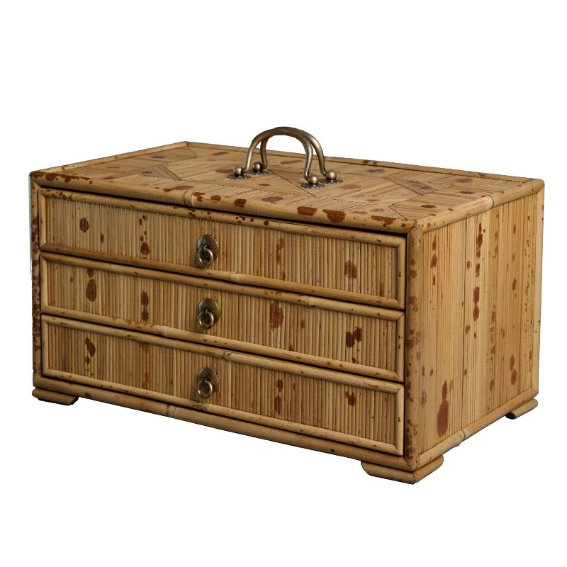 Bamboo fan cabinet, storage cabinet, tea shed, drawer type Pu'er cake storage cabinet, tea ceremony accessories