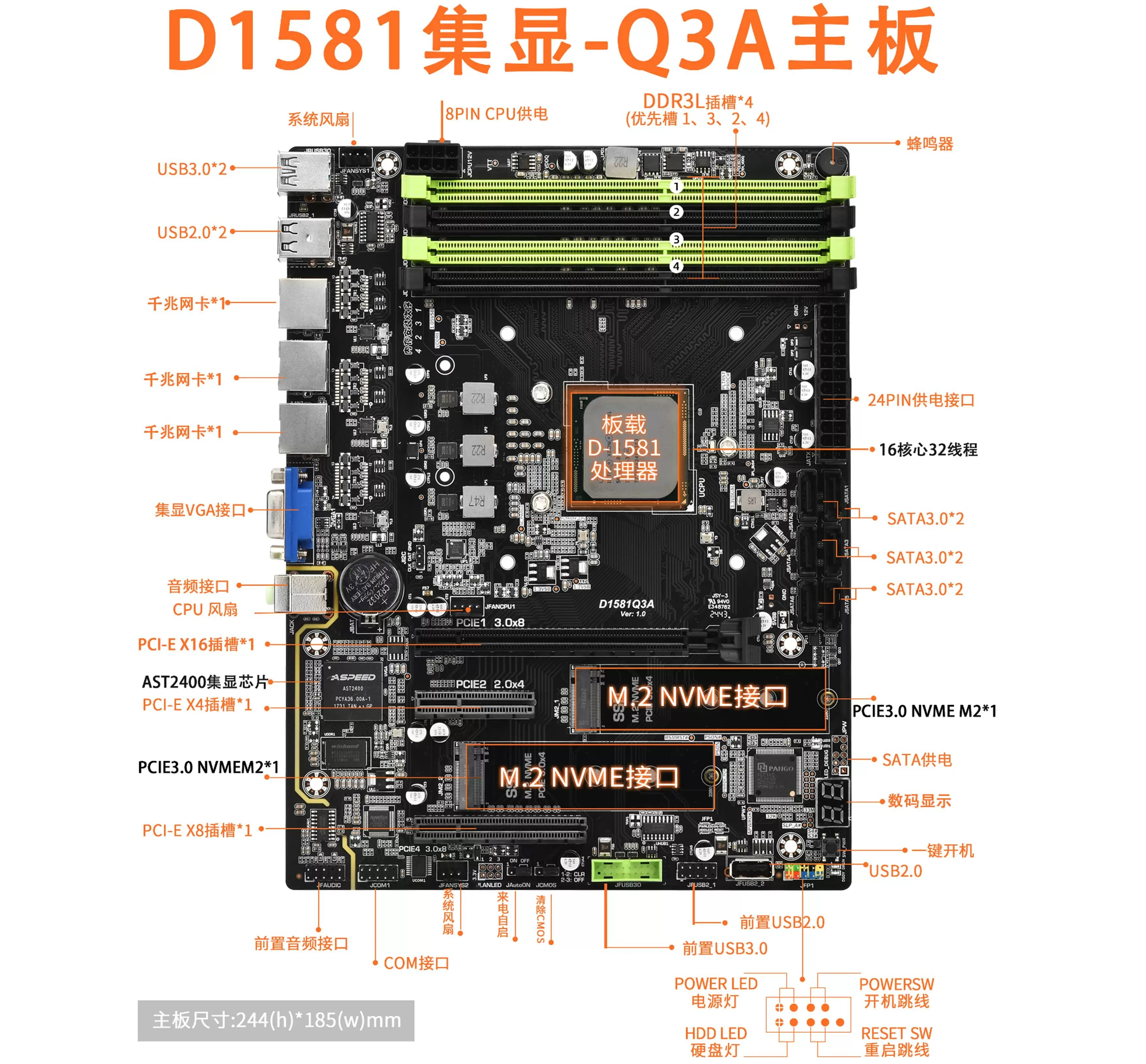 Main board NAS main board Vulcan D1581Q3 board U set set display 2.5G network port network disk game virtual machine