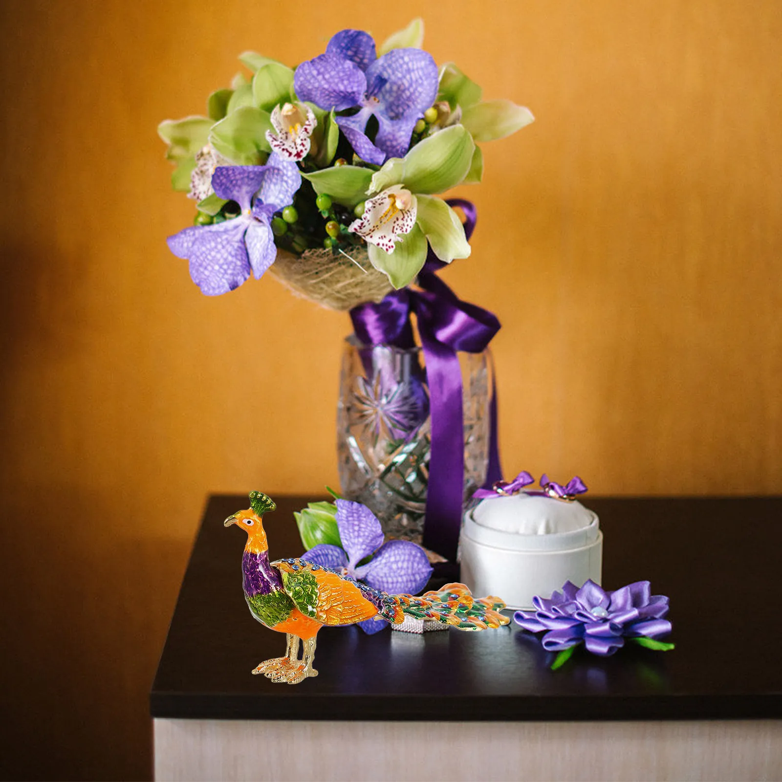 

Шкатулка для украшений в форме павлина из сплава, декоративный органайзер в форме животного, портативный держатель для ювелирных изделий, компактное хранилище для мелочей