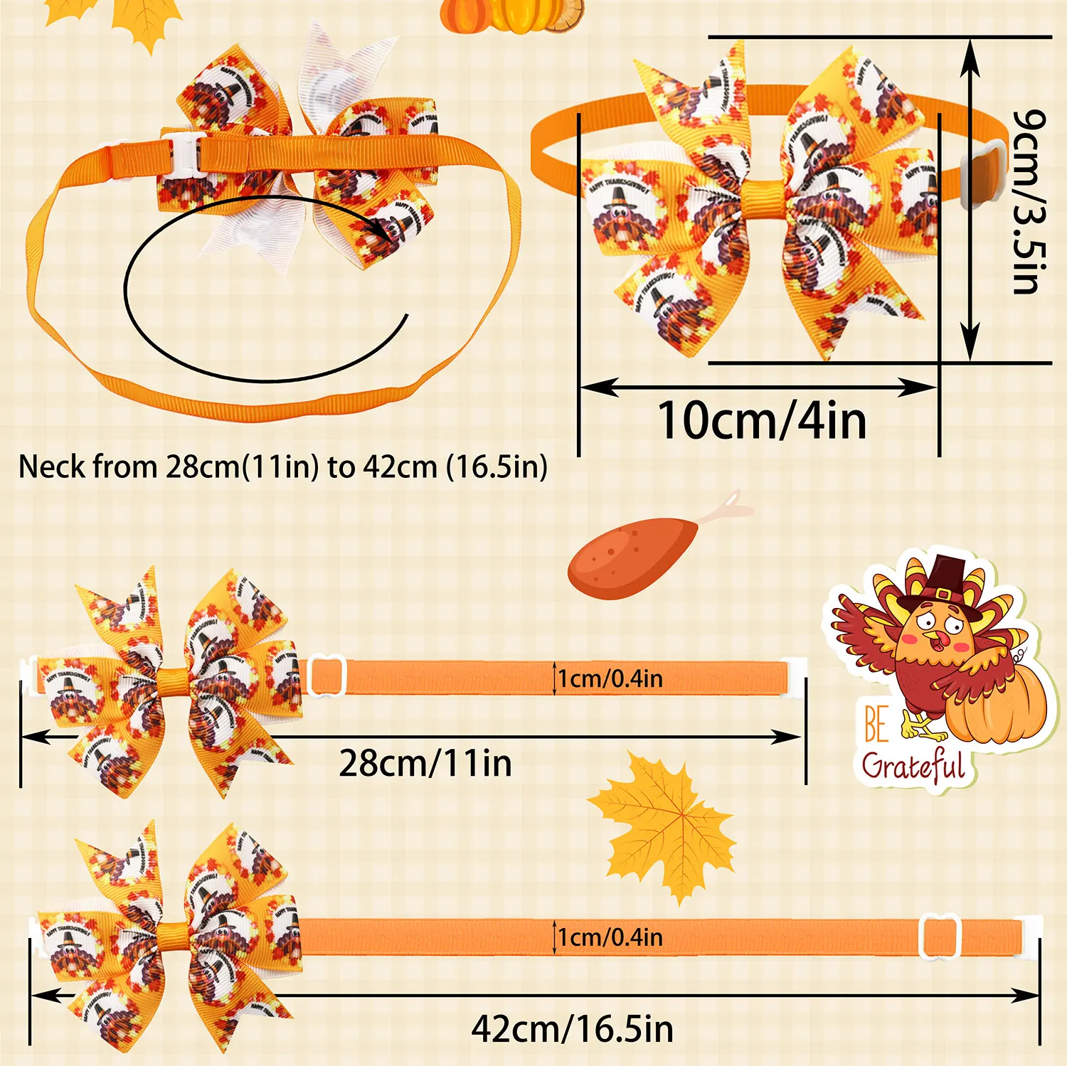50/100Pcs Thanksgiving Dog Grooming Accessories Holiday Party Accessories Dog Bowties Neckties Turkey Bows For Small Dogs