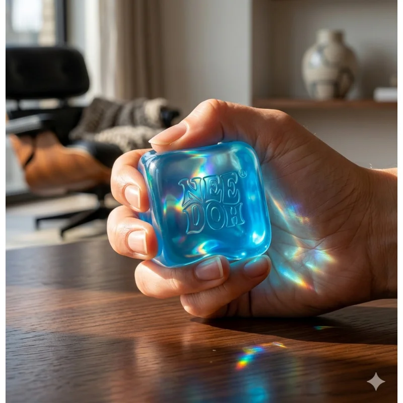 needoh Schyllin Nice Cube Style Stress Block | Super Solid Malt Sugar Squishy | Aesthetic Ice Cube Fidget Toy | Hand Therapy
