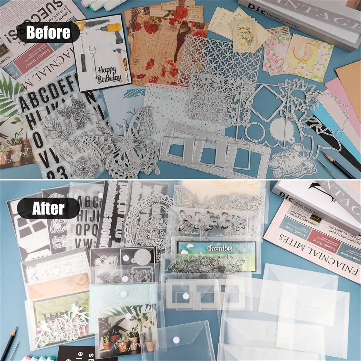 KSOL 50Pcs 7x5In Storage Envelopes,Resealable Plastic Envelopes Pockets Storage Bag for Clear Stamp,,Scrapbook Paper