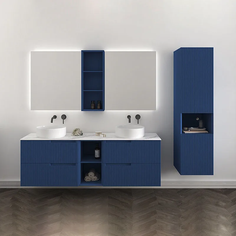 Classic Narrow Bathroom Cabinets Storage Modern Blue Tall Floating Bathroom Cabinets Mirror Badezimmer Schrank Home Furniture