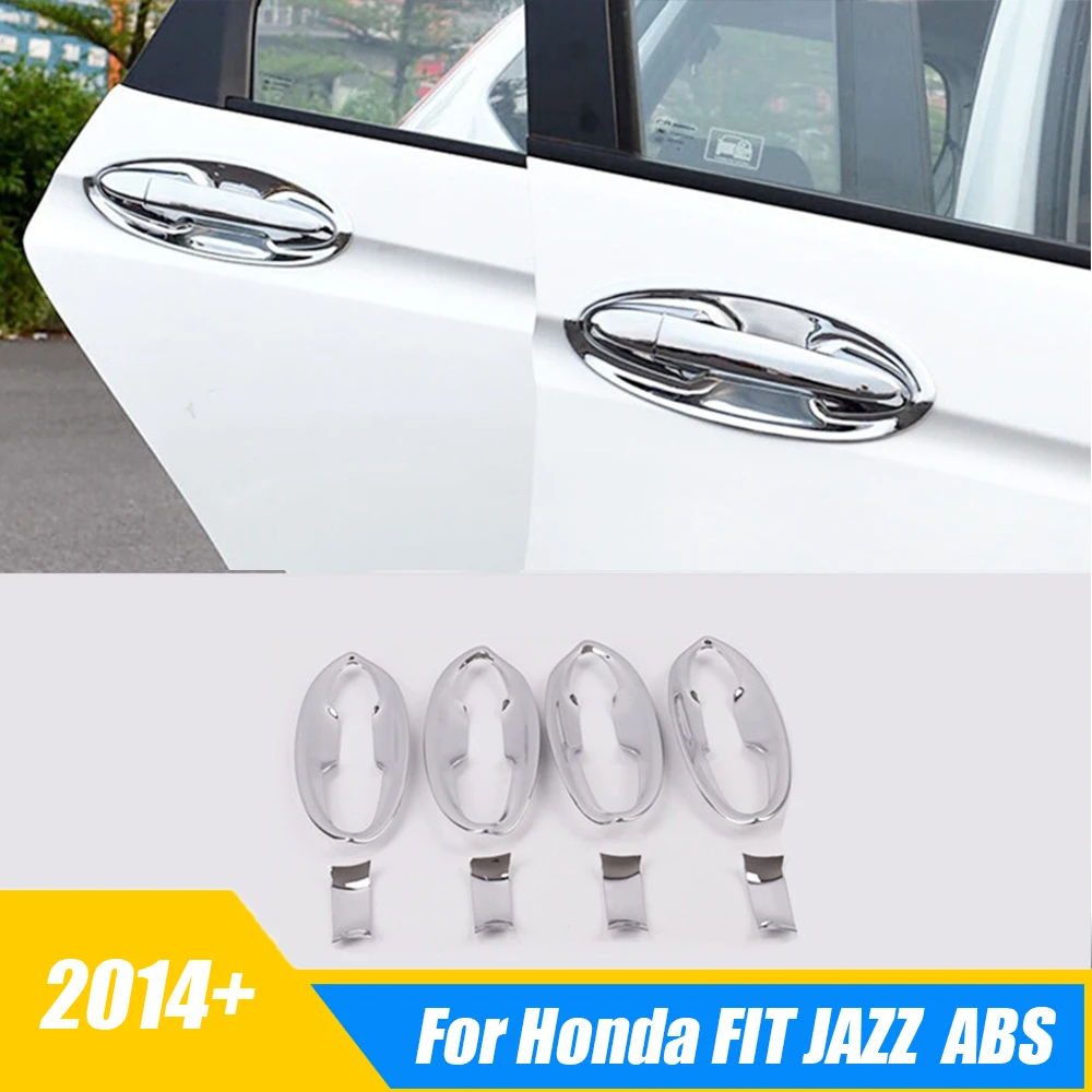 For HONDA FIT JAZZ 2014 2015 2016 2017 2018 ABS Chrome Car Door protector handle Bowl Cover Trim car styling Accessories 8pcs