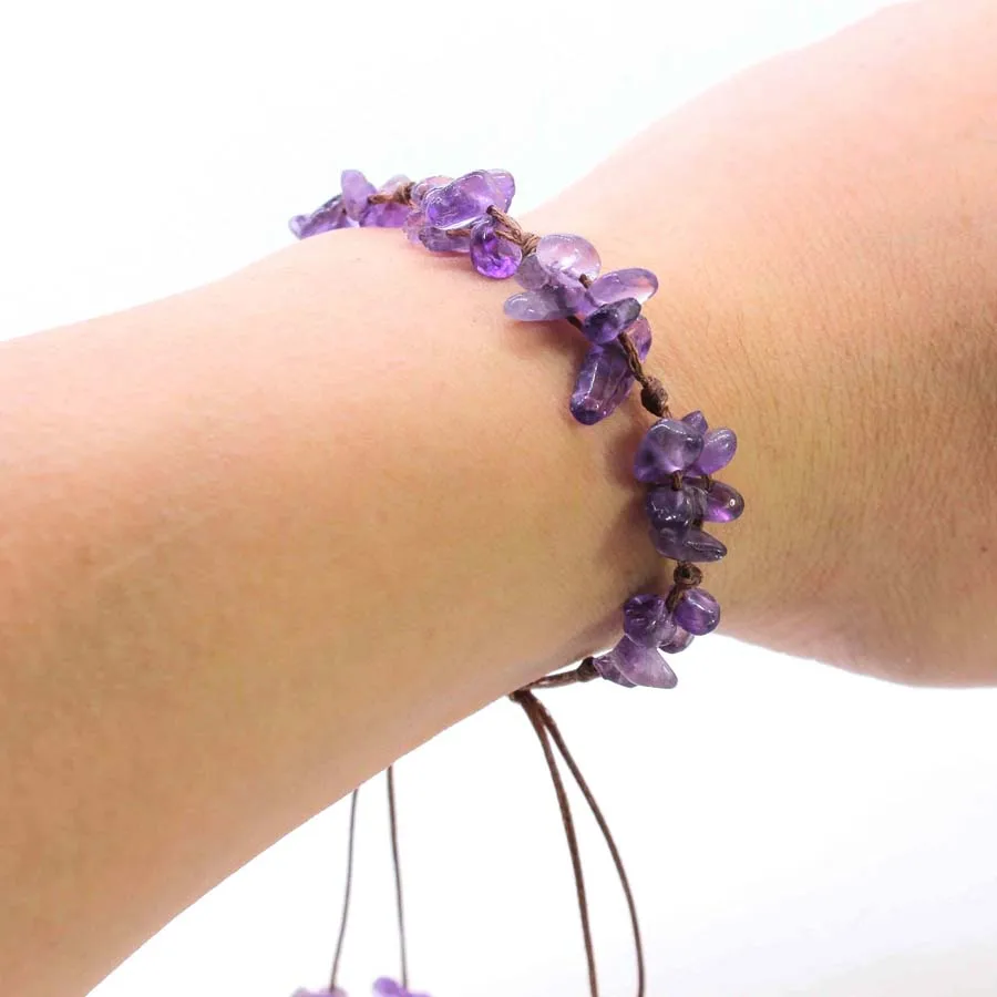 Macrame Crystal Chip Stone Braided Bracelet, Adjustable