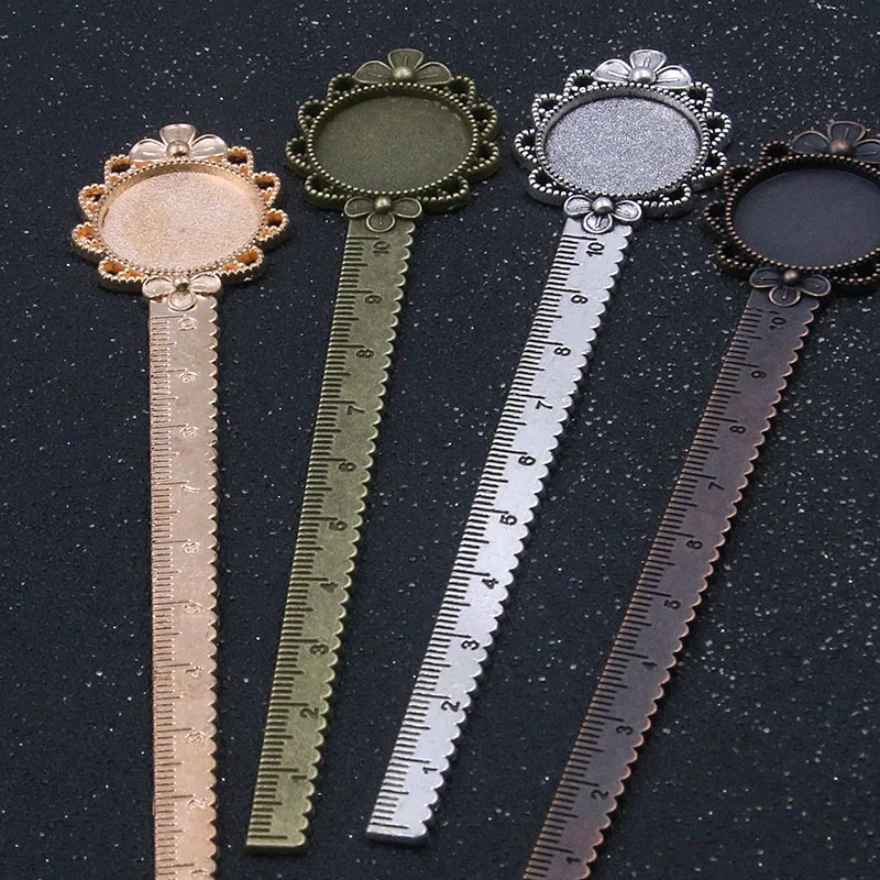 1pcs 20mm Inner Size three Color Vintage Style Handmade Ruler Bookmark Cabochon Base Cameo Setting 28*138mm