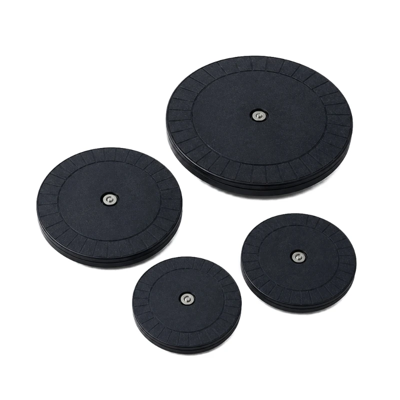 4-Piece Plastic Rotating Turntable Display Stand Set, Black Round Platform for Smooth, Quieter Multi-Angled Object B03E
