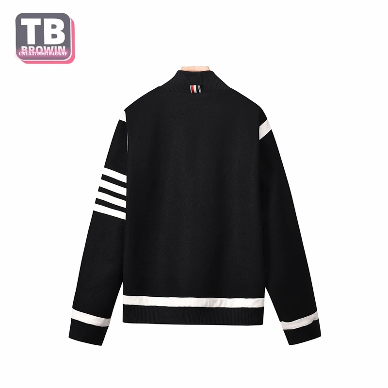 TB Flagship-Store Brand men\'s women\'s baseball uniforms stand-up collar striped long-sleeved raglan sleeves jacket