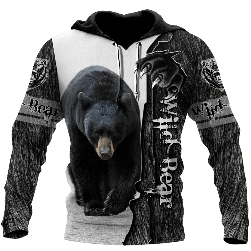 Men's Fashion Clothing 3D Printed Bear Pattern Hoodie New Arrival Unisex Hunting Sweatshirts Funny Animal Spring Men Hoodies Y2k