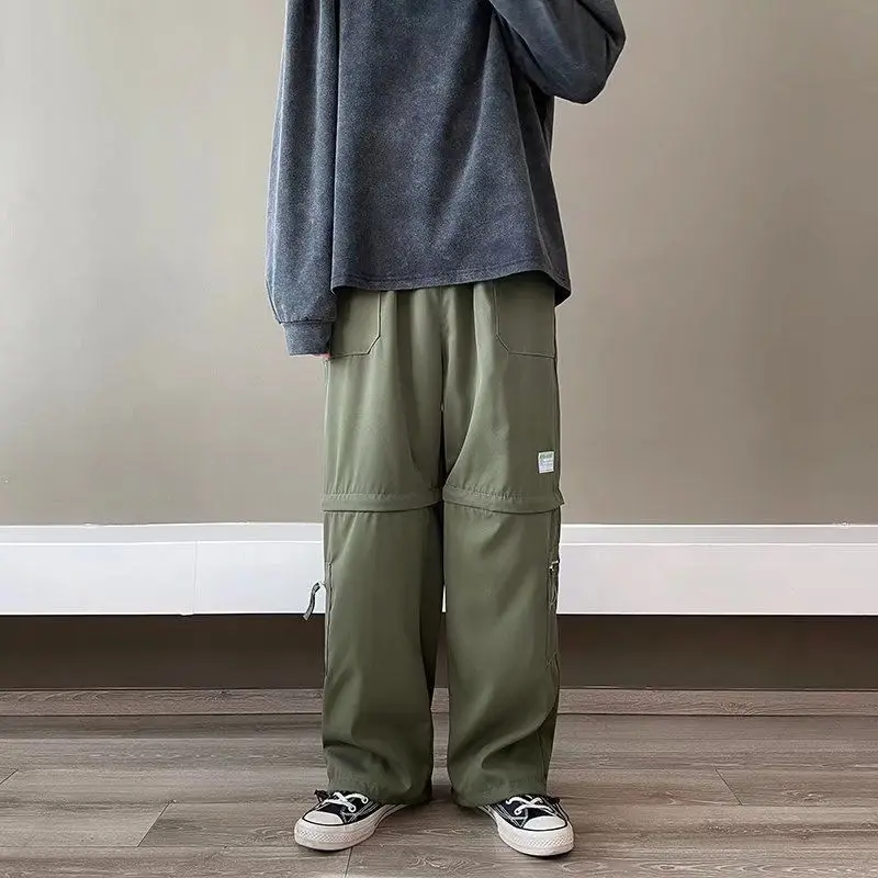 ตั้งแคมป์เดินป่าตกปลาที่ถอดออกได้กางเกงคาร์โก้ผู้ชายแนวโน้มเก๋ผู้ชายStreetwear Dance Party Club Plusขนาด5XLซิปกางเกง