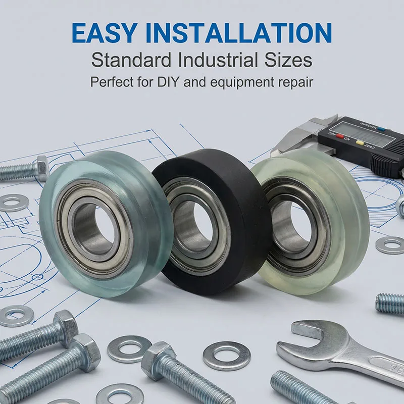 10pcs 4x14x6mm PU Soft Rubber Wheel Pulley PU68414-6 PU Wrapped Bearing Wheel 4*14*4mm Polyurethane Roller 14mm