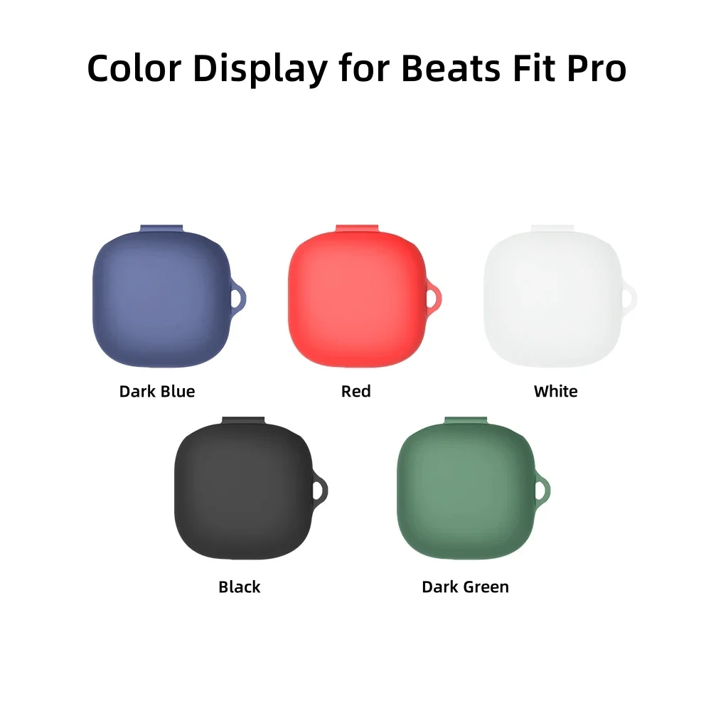 Beats Fit Pro用の保護ケース,保護スリーブ,シリカゲル,落下防止,フック付き安全保護