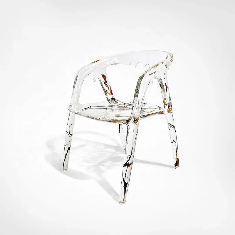 Modern creative shaped resin leisure dining chair living room fashion personality art drop leaf Transparent armchair