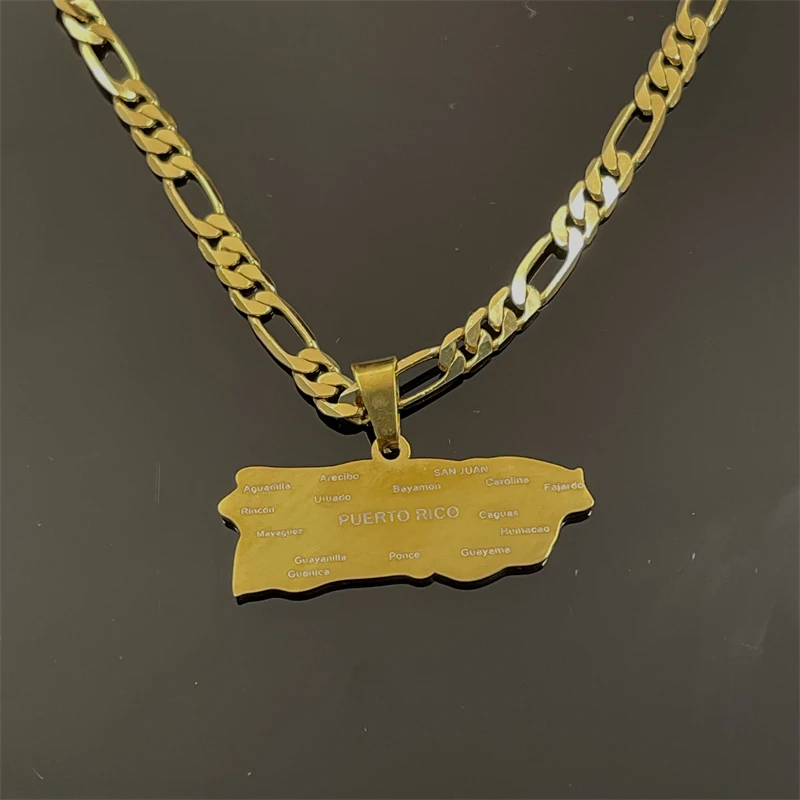 PUERTO RICO Puerto Rico Region Necklace City Name Carving Garo Chain Ethnic Sentiment Accessories